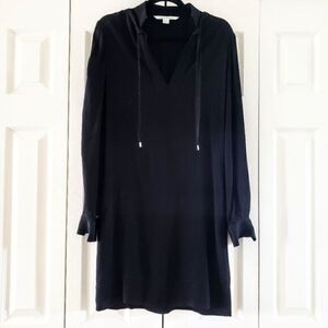 Diane Von Furstenberg Black Shirt Shift Dress, Long Sleeve, US Women's 4